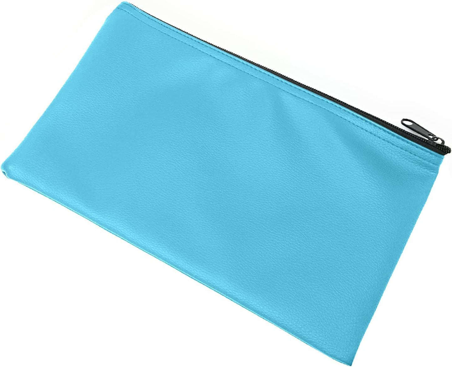 Money Bank Deposit Bag with Zipper | 11x6 inch | Light Blue | Durable Leatherette Money Cash Coin Check Wallet Pouch for Men & Women with Framed ID Window and Blank Card | by GIDABRAND (10)