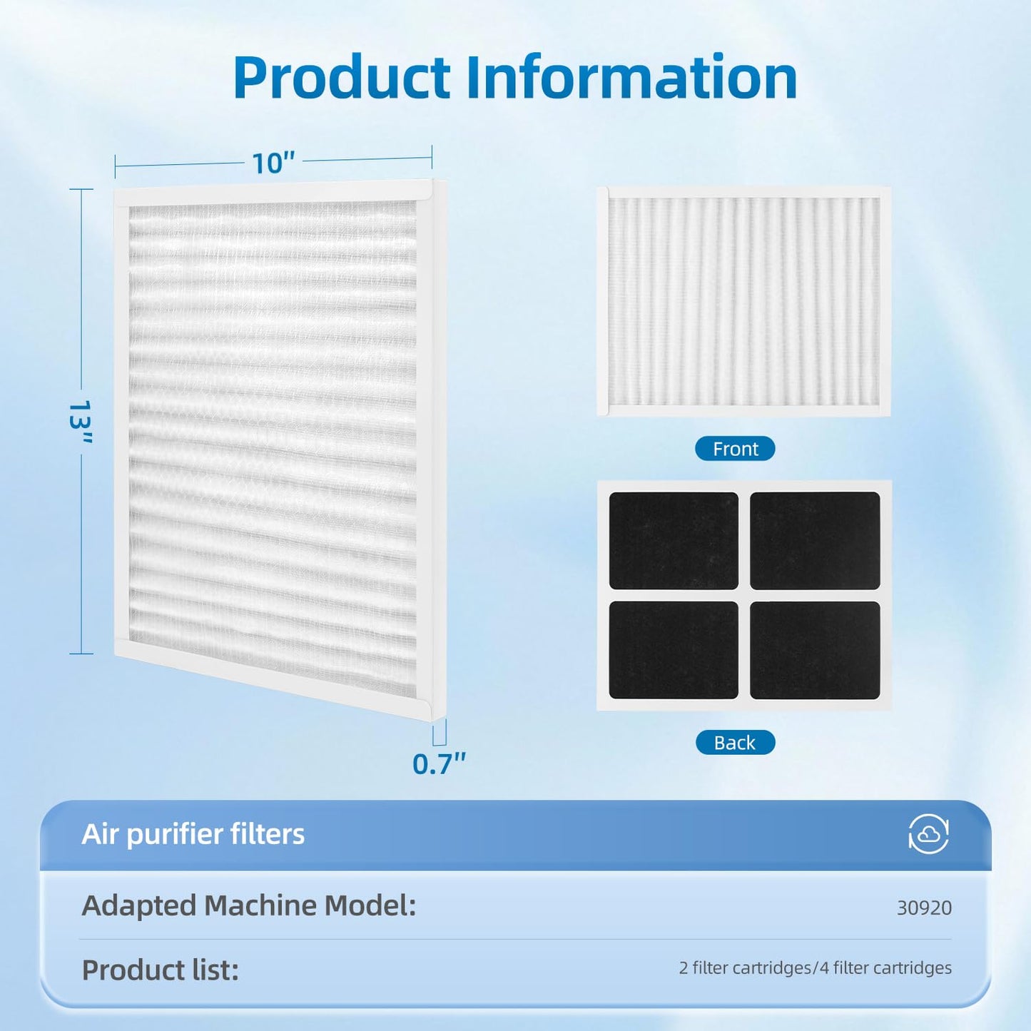 4 Pack 30920 Replacement Filter Compatible with Hunter HEPAtech 30920 fits 30050 30054 30055 30065 30070 30071 30075 30080 30177 30832 30882 30883 37055 37065 Air Purifiers,HEPA Carbon Filter