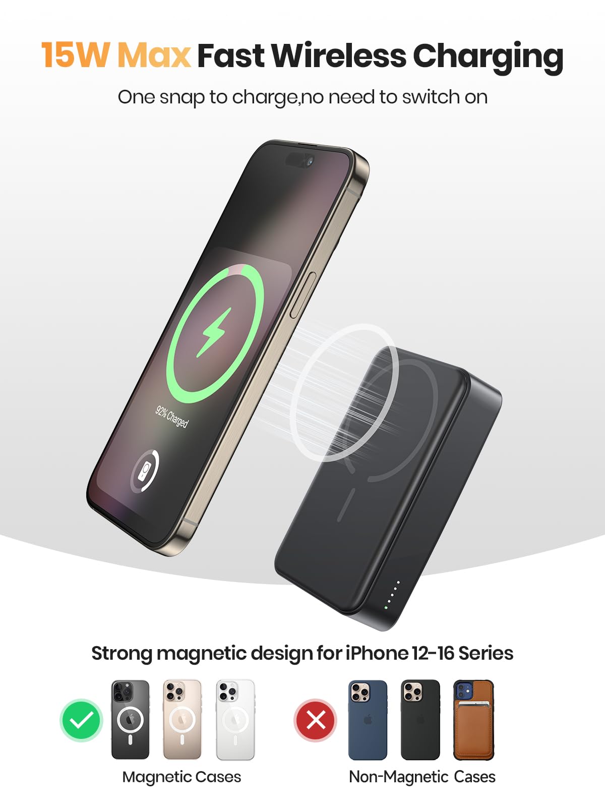 Magnetic Power Bank 20000mAh Wireless Portable Charger PD 20W USB C Fast Charging,for MagSafe Battery Pack Compatible with iPhone 17 Air/16/15/14/13/12 Pro Max/Pro/Plus/Mini