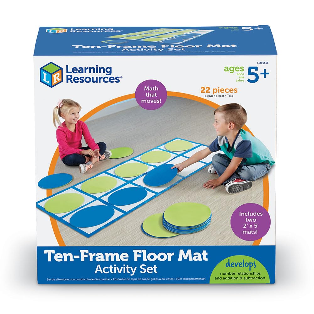 Learning Resources - Ten Frame Floor Mat Activity Set Teacher Classroom Supplies Gross Motor for Preschool Kindergarten Special Education Essentials Math Manipulatives Place Value Number Games
