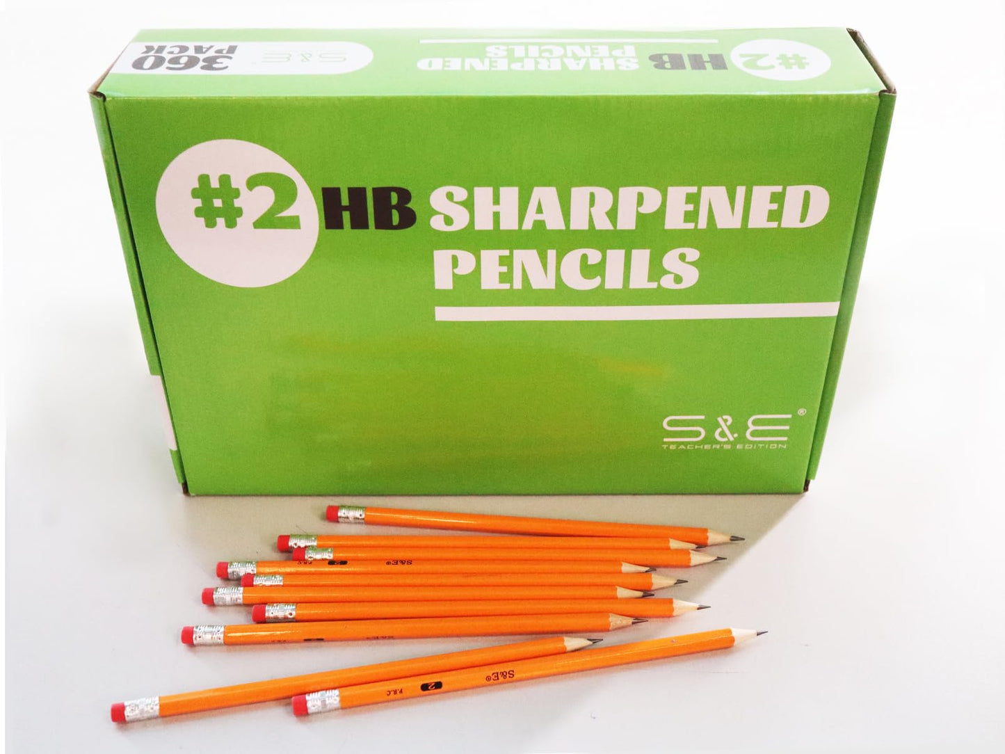S & E TEACHER'S EDITION 360pcs Pre-sharpened Pencils with eraser top, No.2 pencils #2 HB pencil, Golf, Classroom, Pew, Back to school, 360 pcs/box