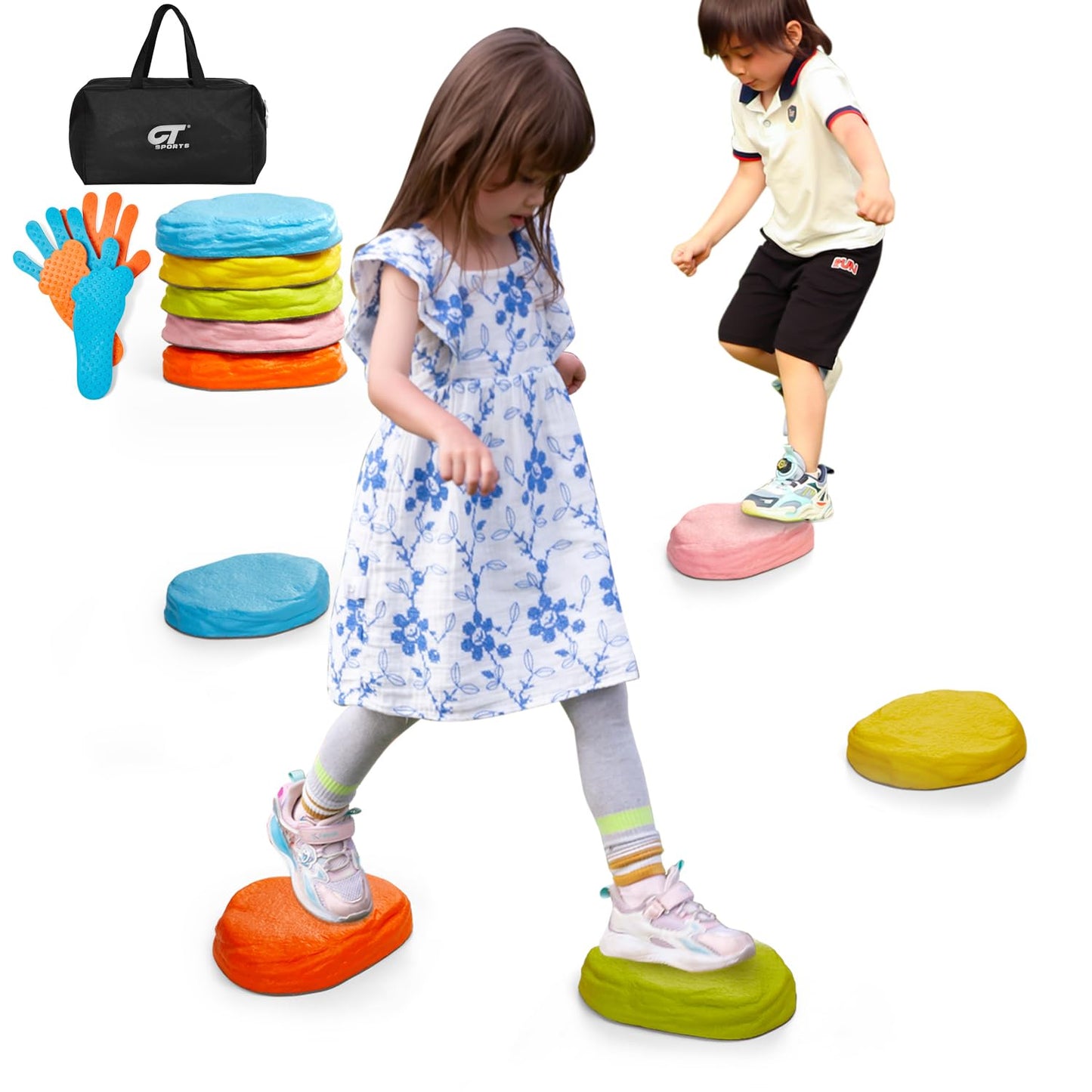10-Pack of Stepping Stones for Kids - Soft, Non-Slip, Comfortable Balance Stone - Suitable for Toddlers and Children Aged 3+, Suitable for Indoor and Outdoor Use