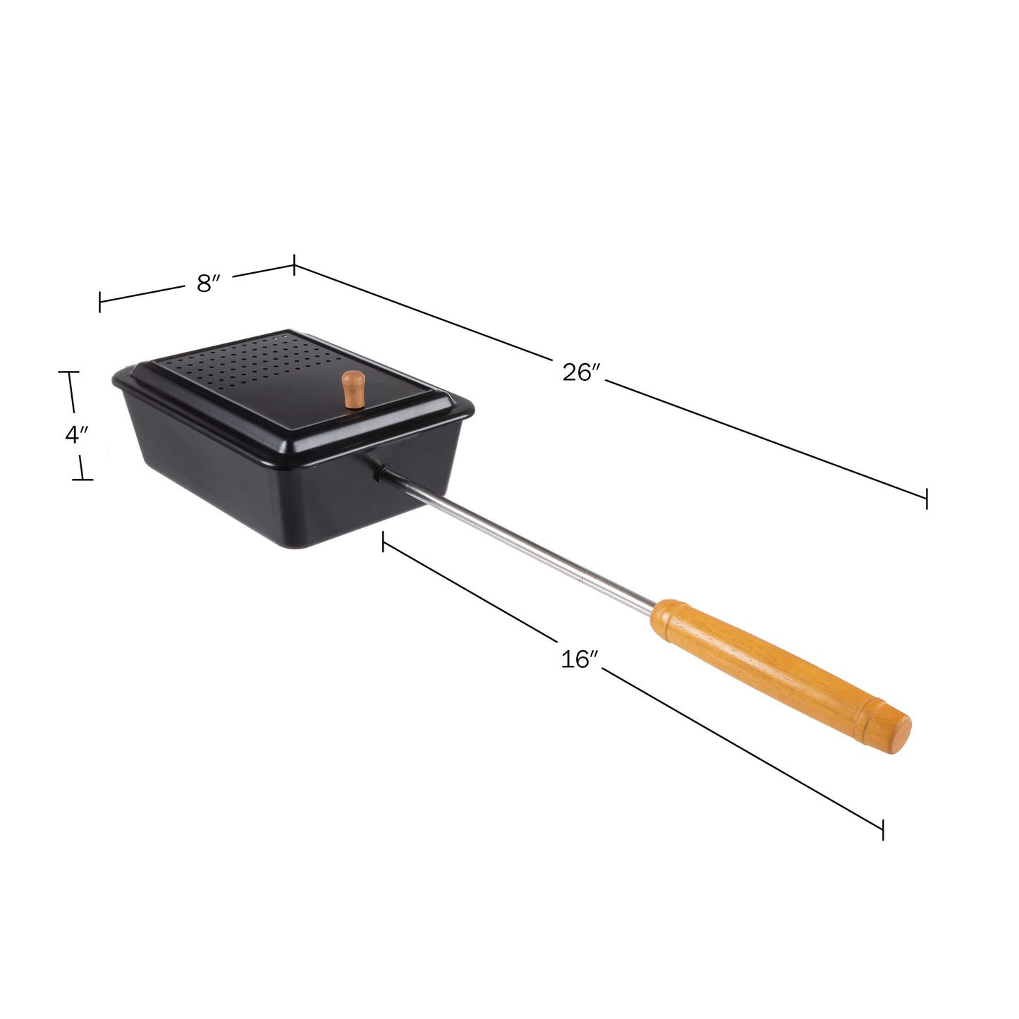 Campfire Popcorn Popper - Old Fashioned Popcorn Maker with Nonstick Finish and Extended Handle - Camping Gear and Campfire Cooking Equipment by Great Northern Popcorn (Black)