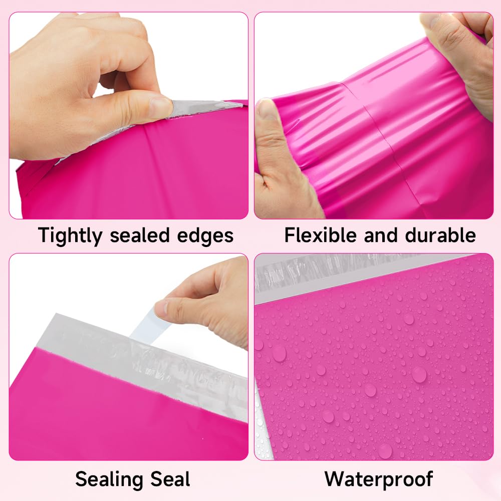 TRAEKESYI Poly Mailers 14.5x19 200 Pcs | Large Shipping Bags for Clothing | Strong Adhensive Mailing Bags for Small Business, Shipping Envelopes Bags, Tear-resistant Package Bags Pink