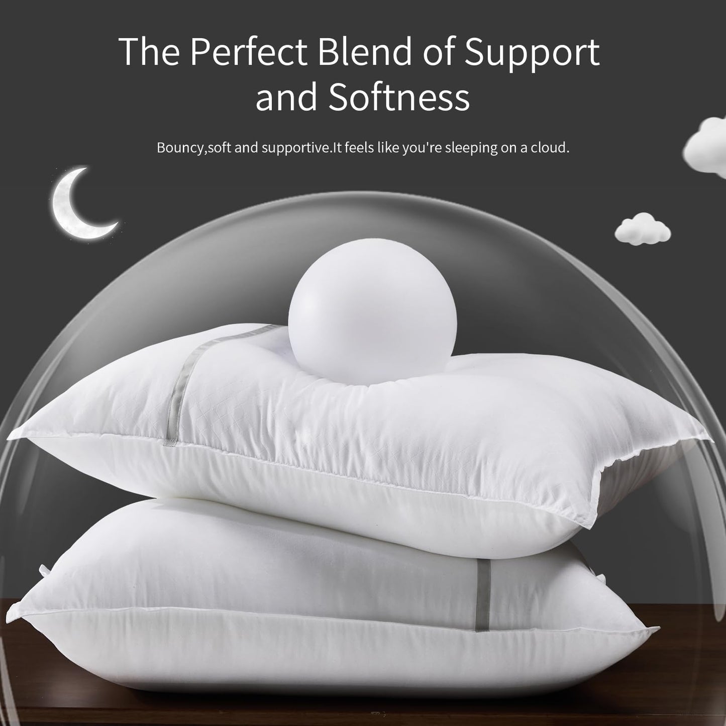 MUFEW King Size Pillows Set of 4, Medium Firm Hotel Pillows for Sleeping, Coolings Bed Pillows for Side & Back Sleepers, Down Alternative Filling, 20 x 34 Inches