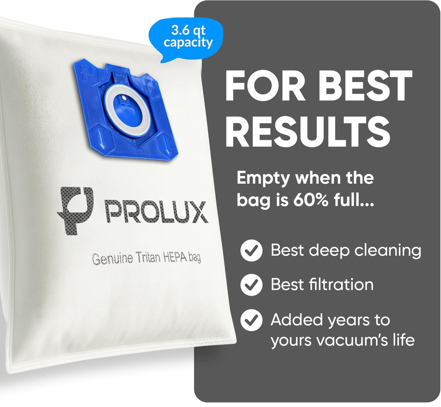 6 pack of HEPA bags and 2 post Filters for the Prolux Tritan series vacuum cleaners