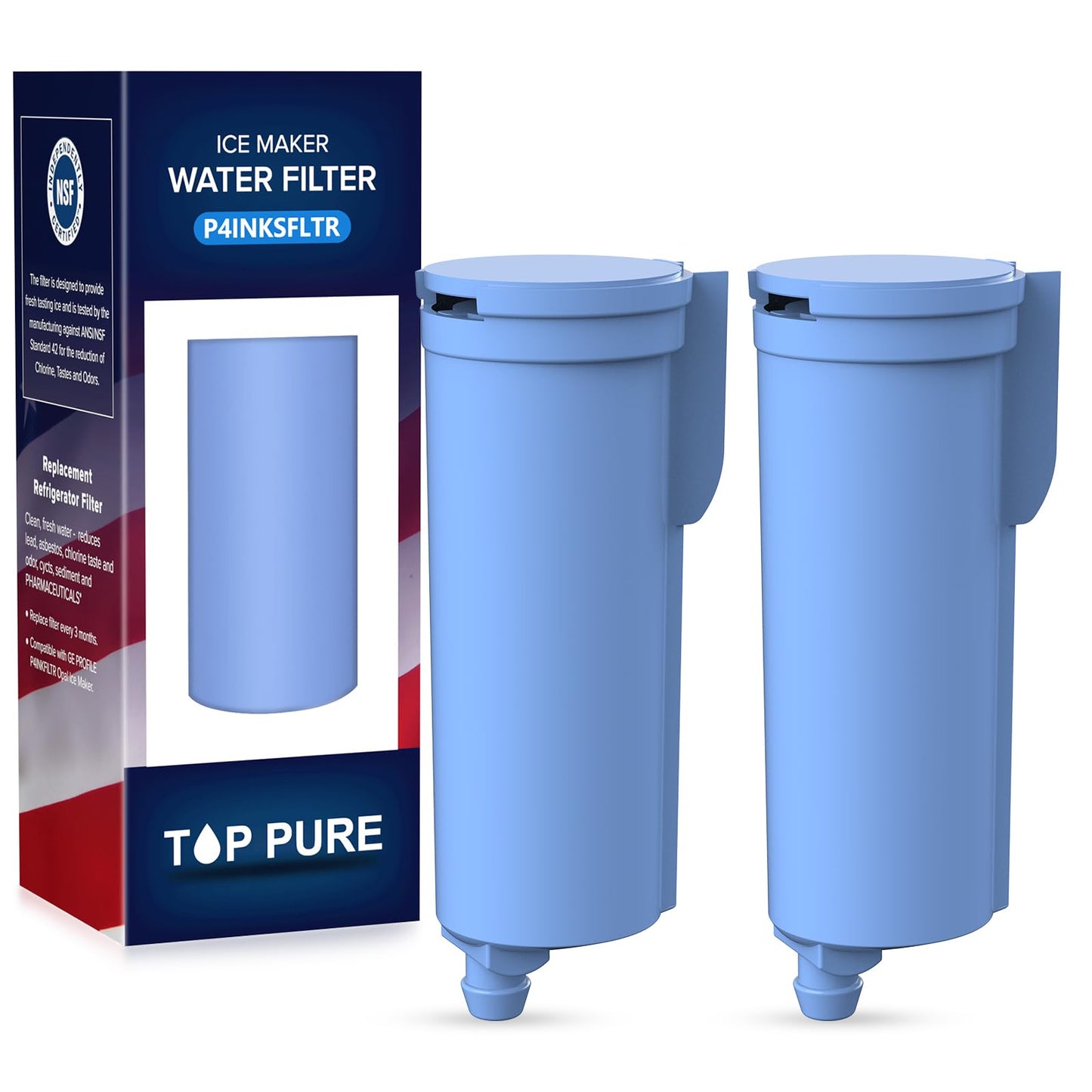 P4INKSFLTR Replacement for GE Profile Opal Scale Inhibiting Filter, Compatible with GE Profile Opal Nugget Ice Maker (2 Pack)