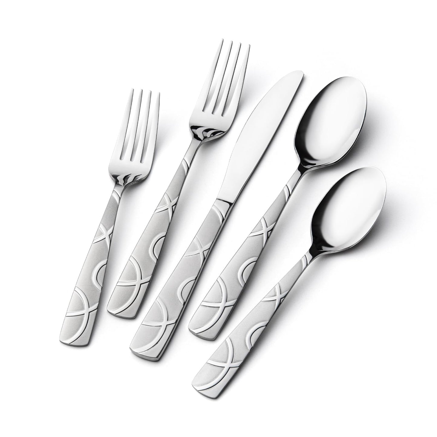 HIKAA Silverware Set, 30-piece Stainless Steel Flatware Set Cutlery Set for 6, for Kitchen, Home, Wedding, Party, Mirror Polished and Dishwasher Safe