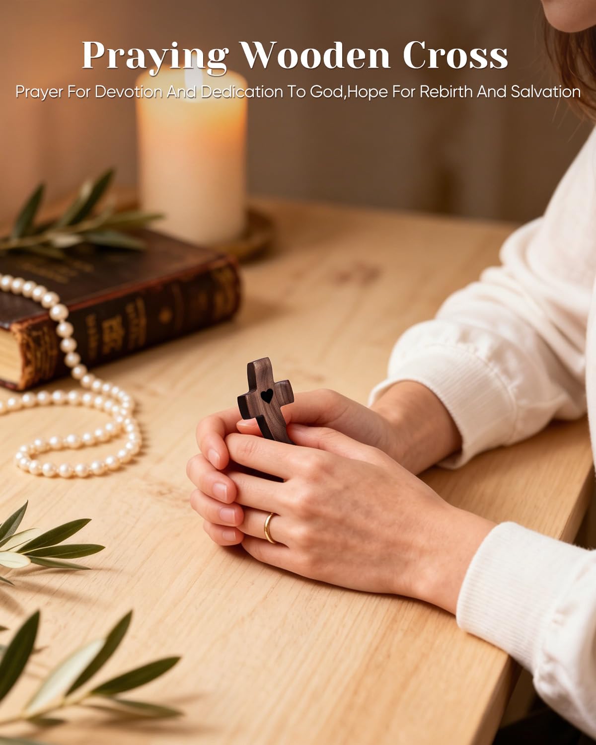30-Pack Wooden Cross Fidget, Handmade Pocket Wood Crosses, Cross My Heart | Encouragement Gift, Relieve Anxiety for Yourself, Inspirational Easter Gift for Christian Faith, Prayer, Father Day Gifts
