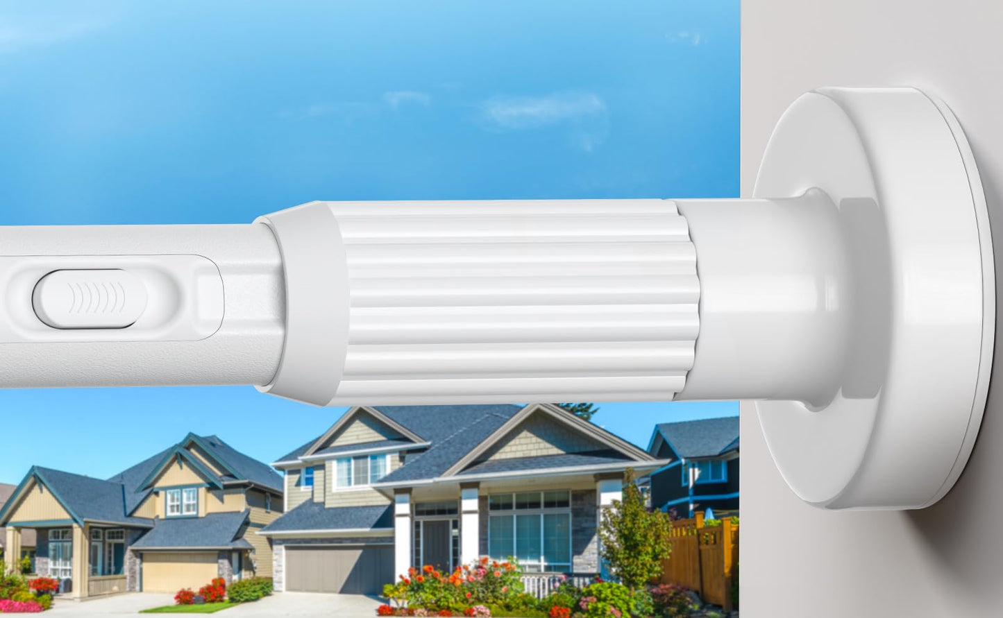 Long Tension Rod 39-144inch White Tension Curtain Rods no Drilling 1.26" Diameter Outdoor Curtain Rod for Patio,Windows,Shower,Doorway,Heavy Duty Spring Rods