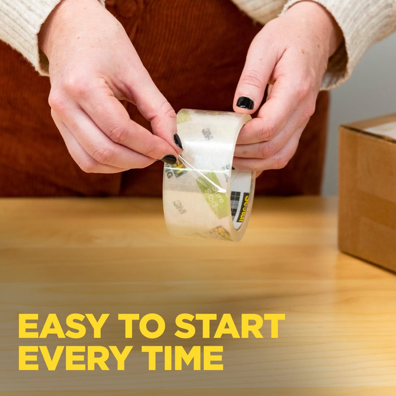 Scotch Sure Start Shipping Packaging Tape, 1.88" x 25 yd, Designed for Packing, Shipping and Mailing, No Splitting or Tearing, 1.5" Core, Clear (12 Rolls)