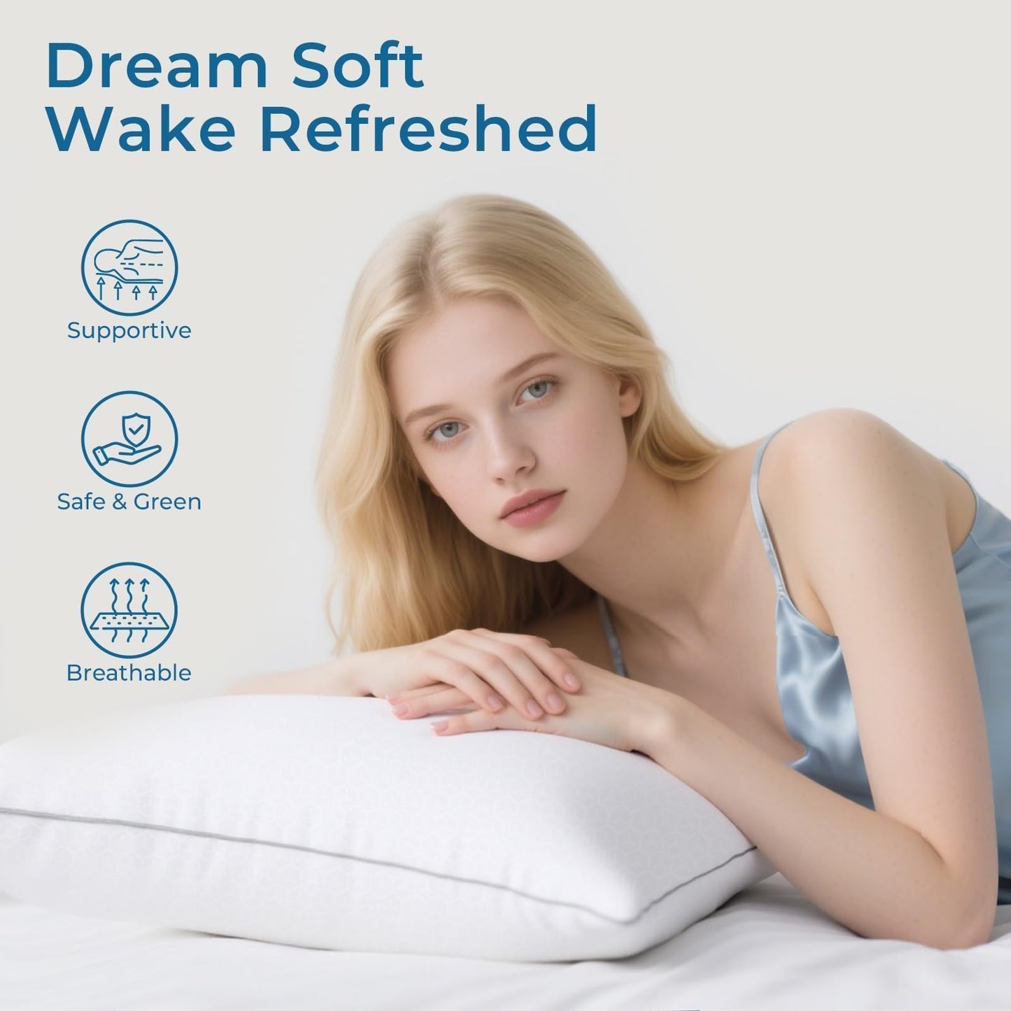 Sasttie Firm King Size Pillows Set of 2, Bed Pillows for Side, Back, and Stomach Sleepers - Oeko-Tex Certified Supportive Down Alternative Plump Filling - Hotel Quality and Machine Washable, 2 Pack