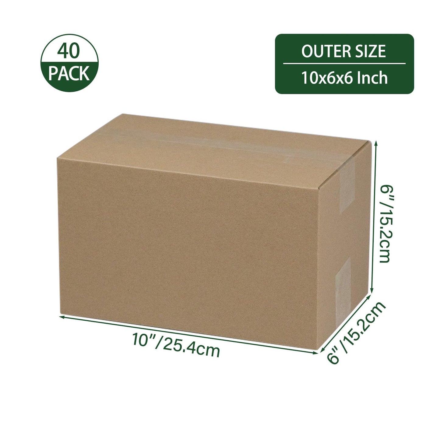 HESESOH 10x6x6 Inches Shipping Boxes Set of 40, Brown Corrugated Cardboard Box Literature Mailer for Packing Small Business