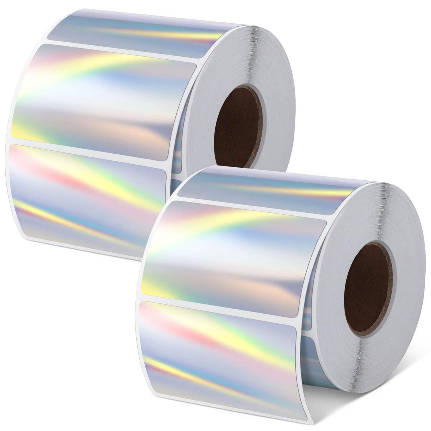 Kosiz 1000 Labels/ 2 Rolls Holographic Thermal Sticker Labels Self Adhesive Printable Thermal Rainbow Stickers for DIY Logo Design Qr Code Name Tag(Holographic Rectangular Style,3" X 2")
