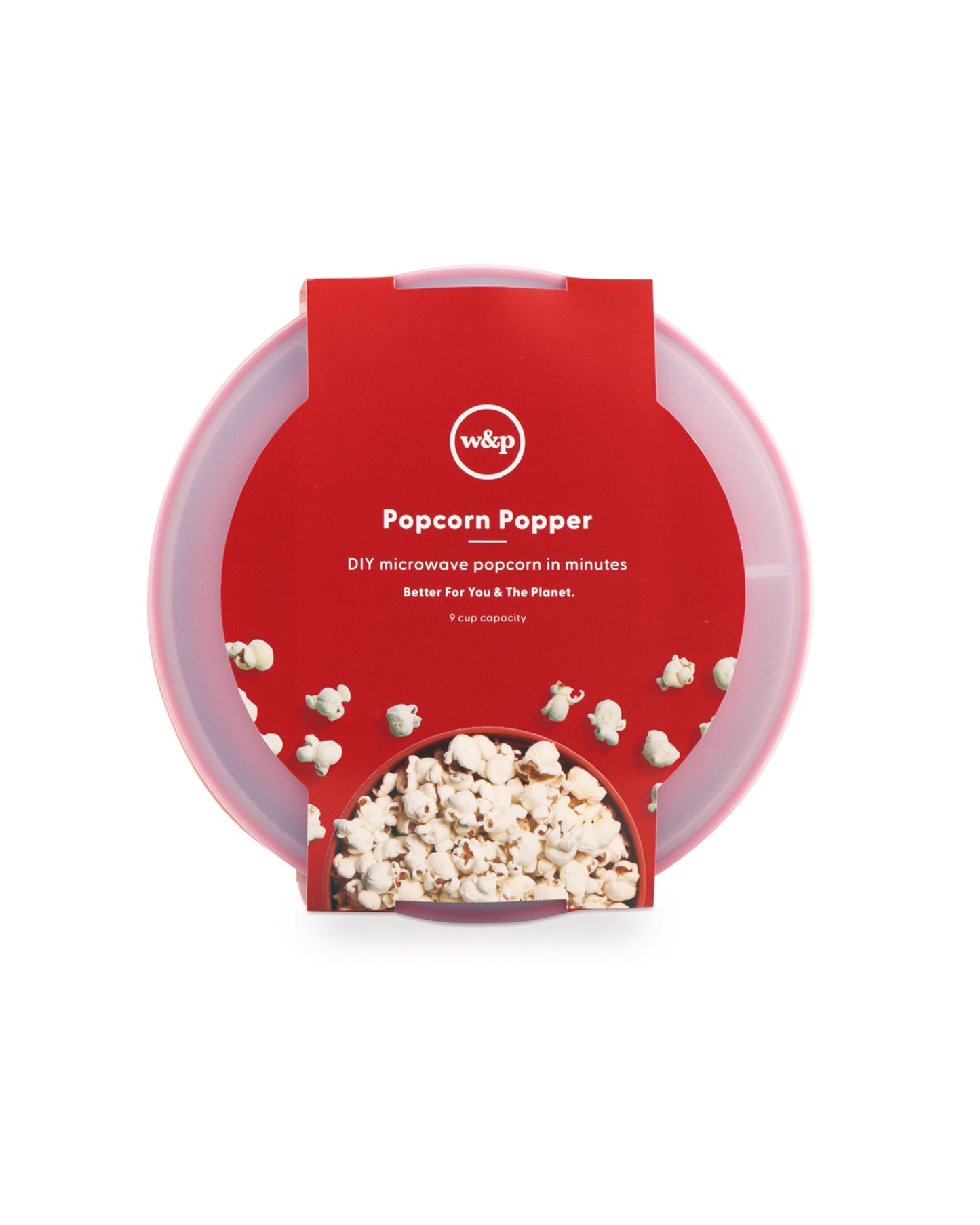 W&P Microwave Silicone Popper Maker | Red | Collapsible Bowl w/Built in Measuring, BPA, Eco-Friendly, Waste Free, 9.3 Cups of Popped Popcorn