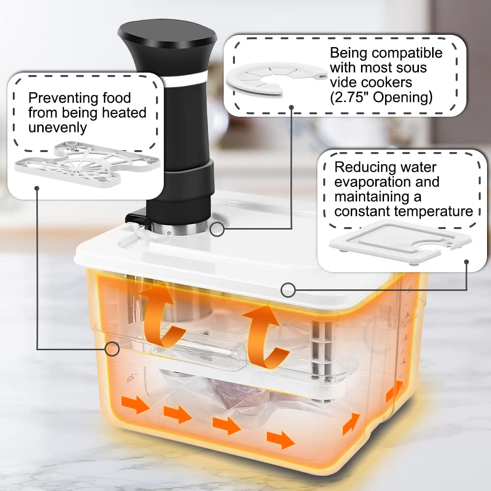 Sous Vide Container with Lid and Rack Sous Vide Pot 12.6 Quart Slow Cooker Container Compatible with Most Immersion Circulators