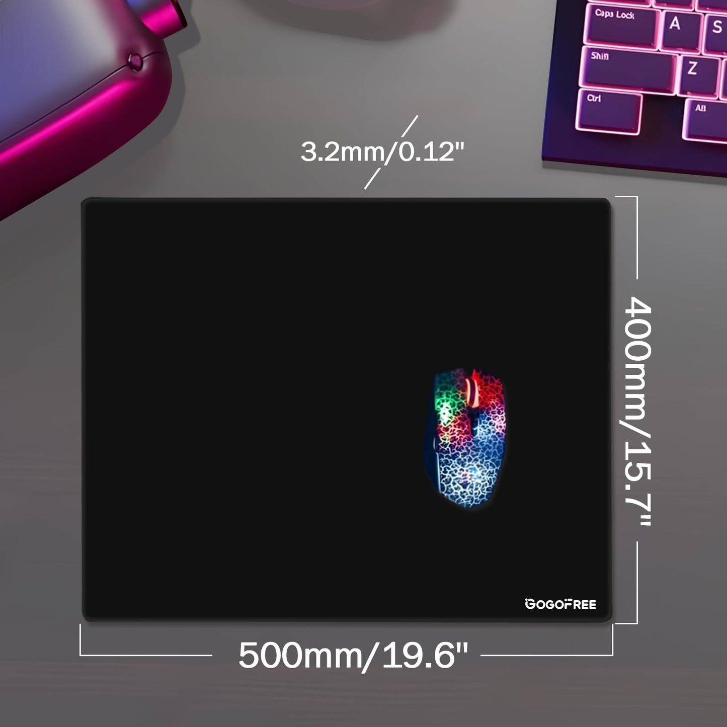 Glass Mousepad with Hard Surface for Gaming, Ultra Smooth Mouse Mat, Water-Resistant Large Mouse Pad Precision Speed Control for Esport Games/Office, Black XL(15.7’’×19.6’’)