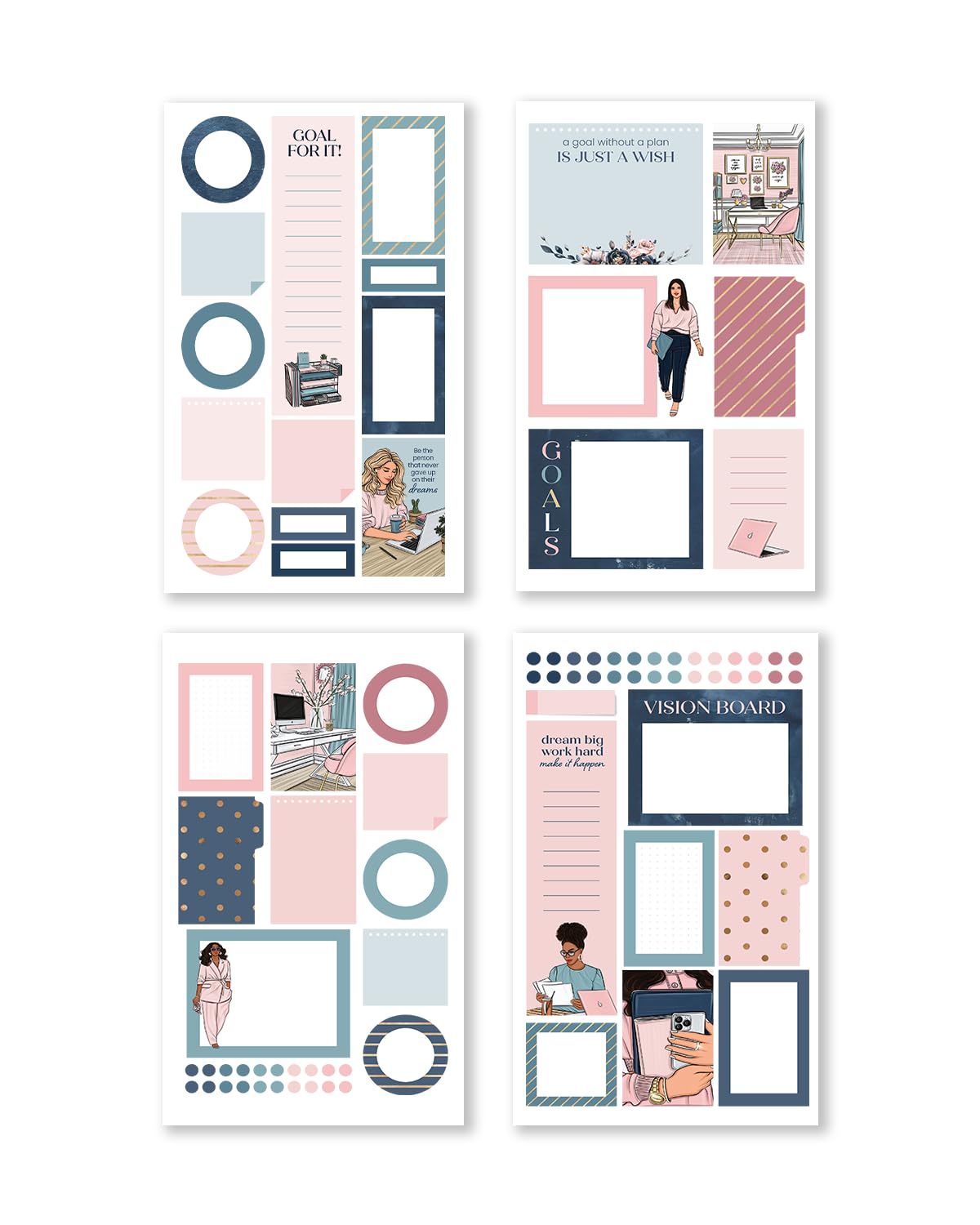 Rongrong Goal for It Planner Sticker Book for Planners, Calendars and Journals – Aesthetic Premium Quality Stickers – Scrapbook Accessories – 24 Pages