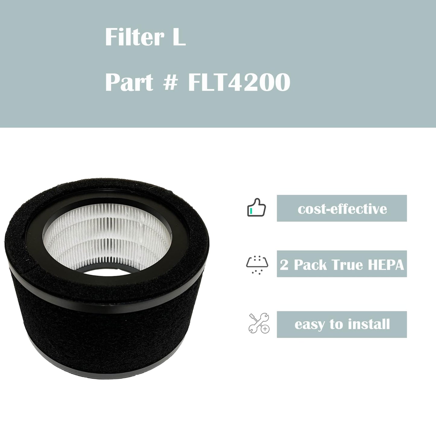 FLT4200 Filter for GermGuardian AC4200 AC4200w Air Purifier Filter L - Capable of Capturing Dust Smoke Pet Dander Used for Home & Office - 2 Packs