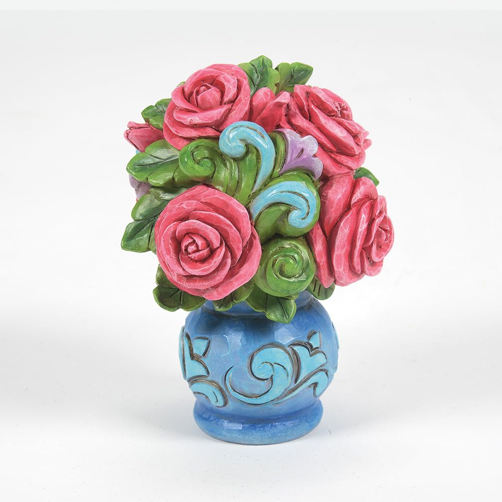Enesco Jim Shore Heartwood Creek Bouquet of Flowers Miniature Figurine- Stone Resin Hand Crafted Collectible Mini Figurines Home Decor Statue, 3.75 Inch