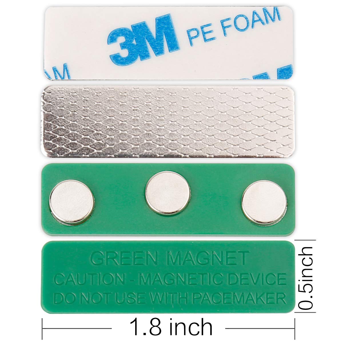 Magreen Magnets 120 Pack Strong Magnetic Name Badge Holders with Steel Back Plate, Name Tags/ID Badge Magnets, Fastener with 3M Adhesive on Front Plate,Strength Neodymium Magnets