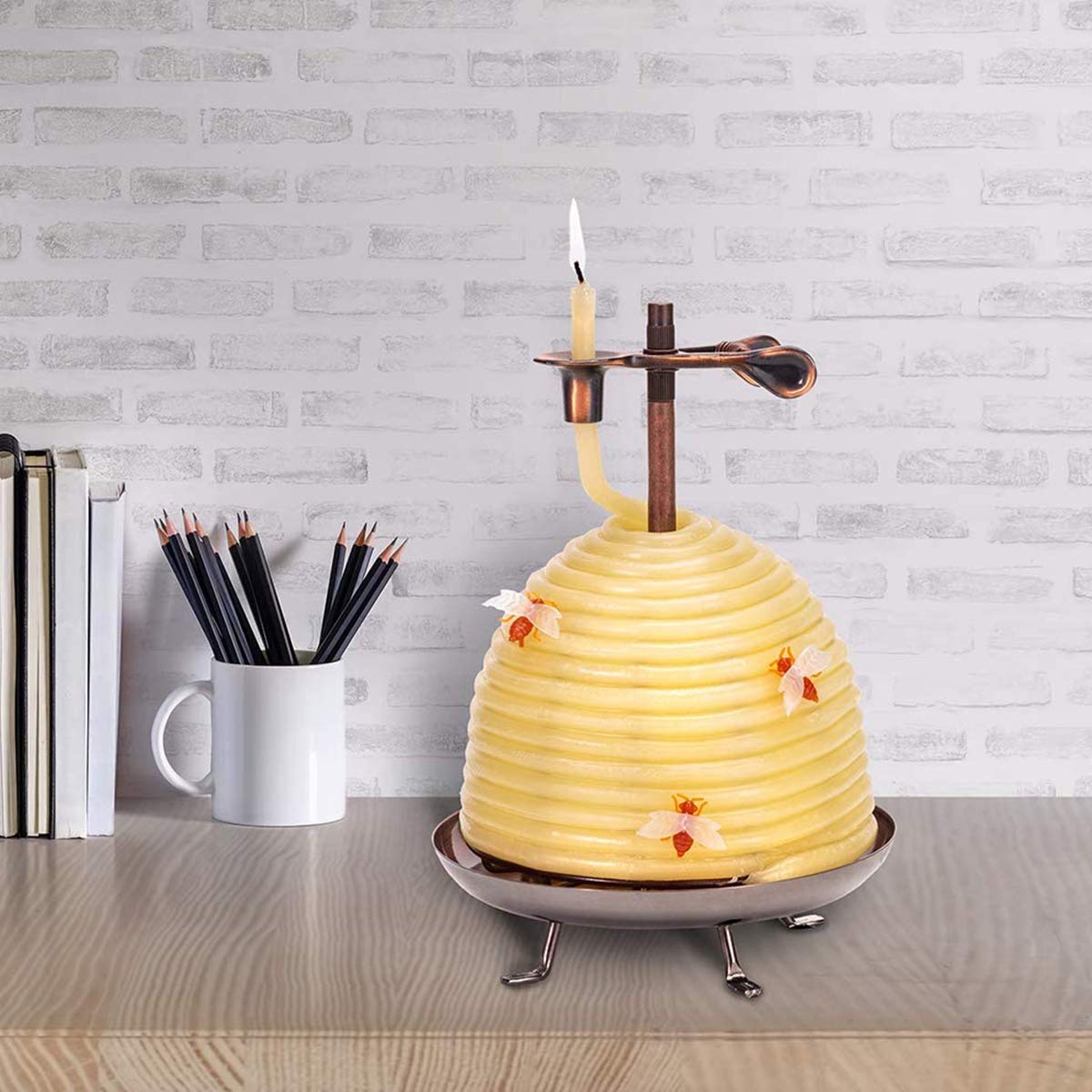 Candle by the Hour 70-Hour Beehive Candle, Eco-friendly Natural Beeswax with Cotton Wick
