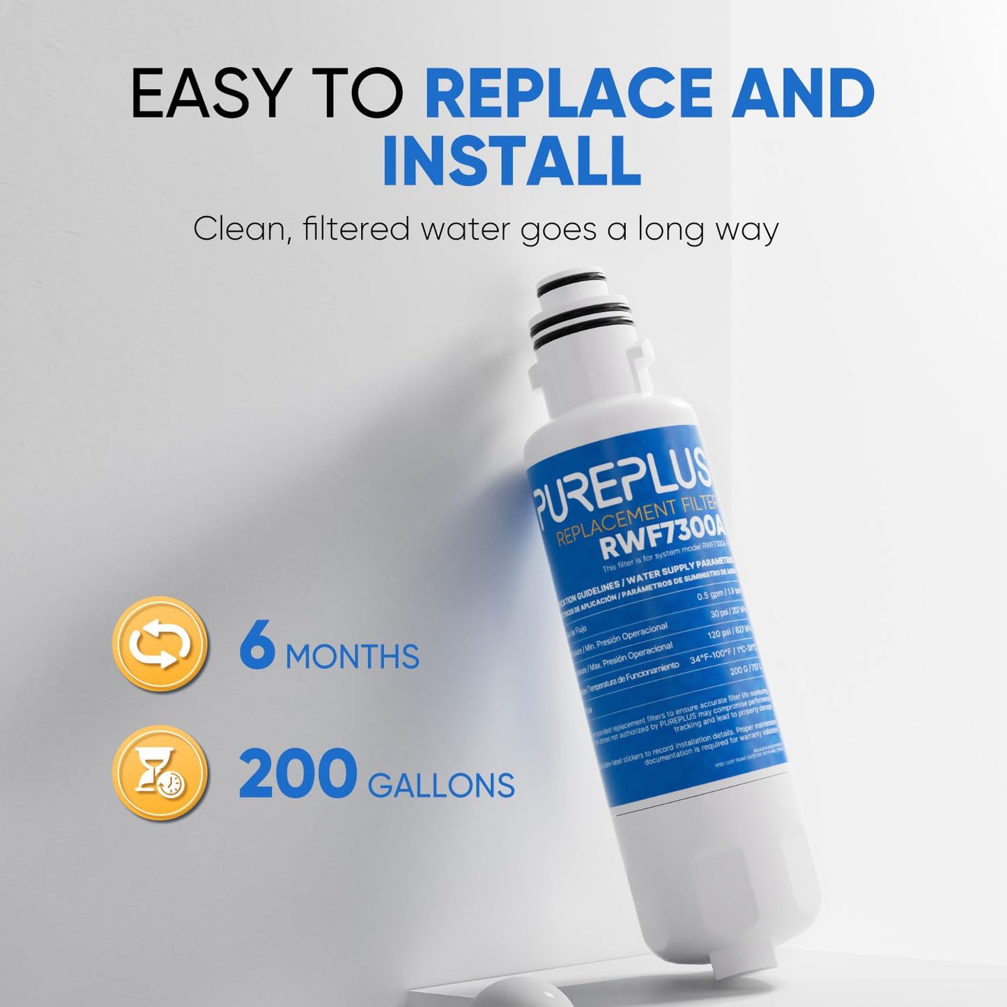 PUREPLUS HX2019FR-A Replacement Refrigerator Water Filter, Compatible with Hisense HX2019FR-A, HX2019F-A, HRM260N6TSE, HRFD560SW, HRCD585BW, HRFD634BW, HRCD650BW, HRCD586TBWB, Mora MRM260N6TSE, 3PACK