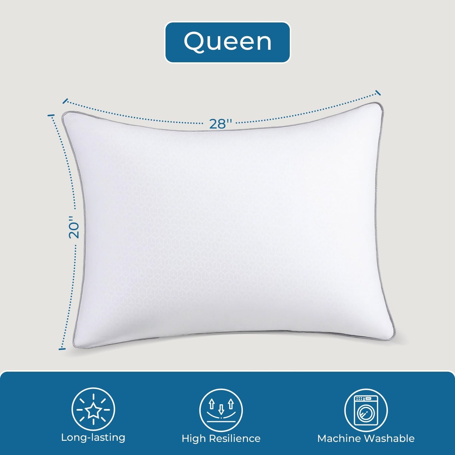 Sasttie Firm Pillows Queen Size Set of 4, Bed Pillows for Side, Back, and Stomach Sleepers - Oeko-Tex Certified Supportive Down Alternative Plump Filling - Hotel Quality and Machine Washable, 4 Pack