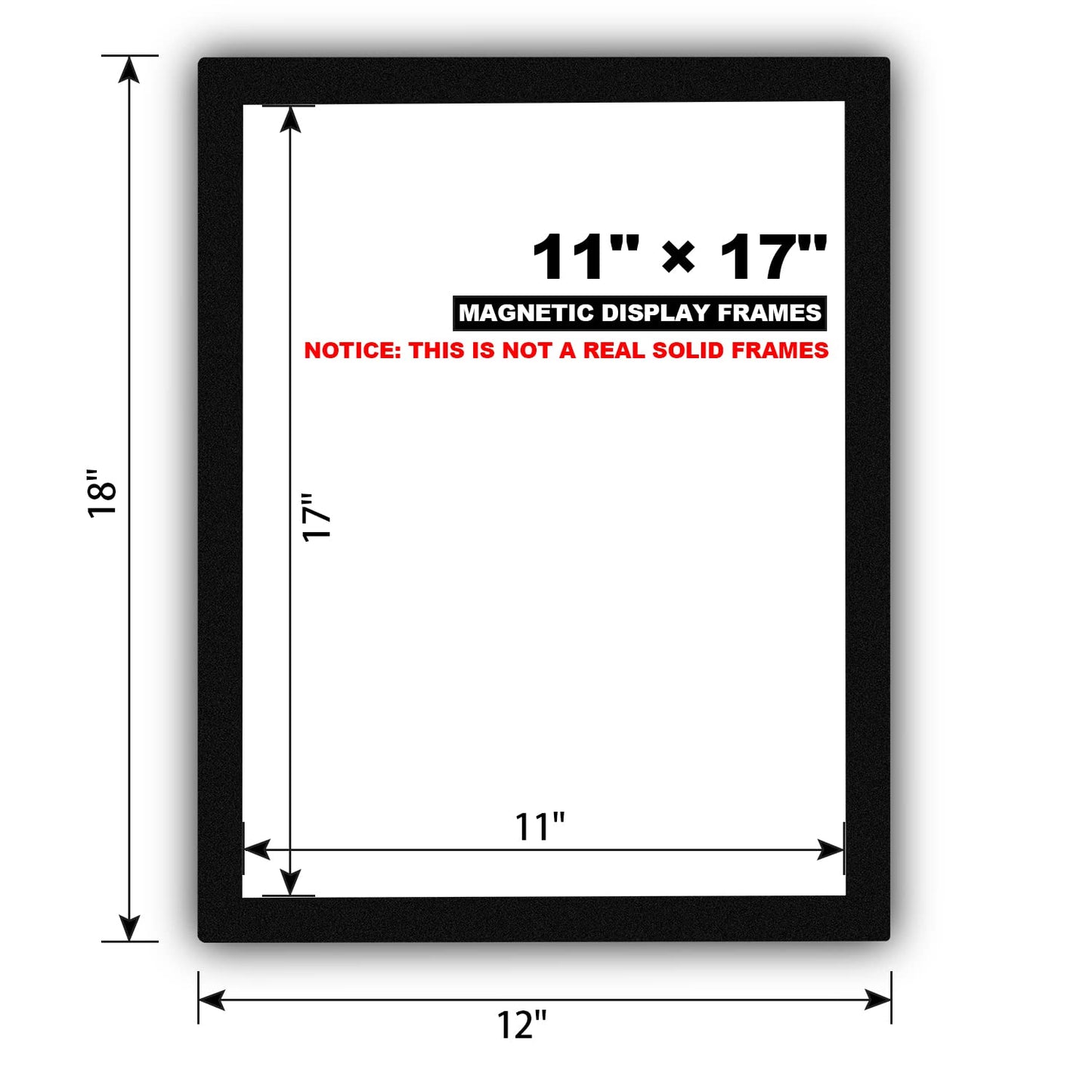 12 Pcs Magnetic Signs Holder, for 11" x 17" Letter, Sturdy PVC Magnetic Document Holder, Magnetic Picture Poster Frame, Can Self-Adhesive Wall/Door/Window or Magnetic for Refrigerator
