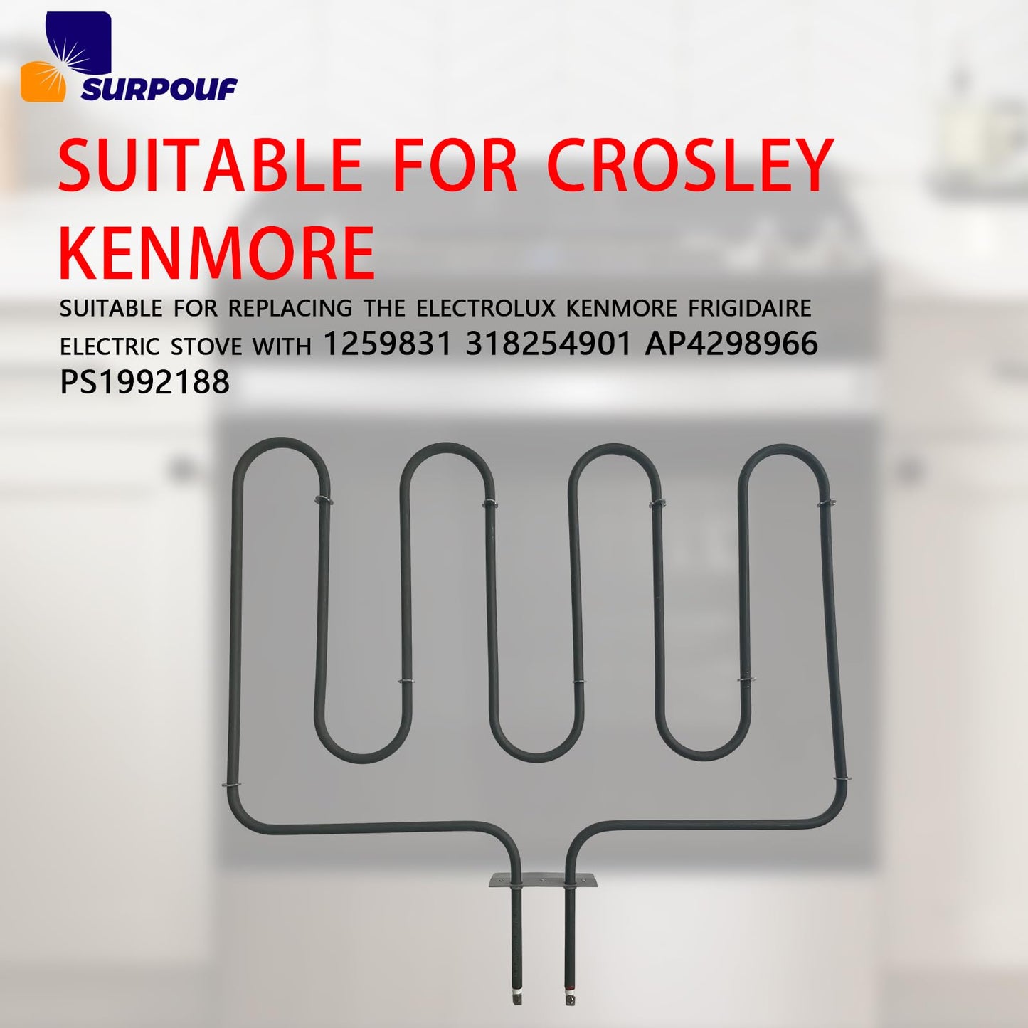 318254906 3400W Gas Electric Oven Heating Element Compatible with Electrolux Kenmore Frigidaire Electric Ranges Replace 1259831 318254901 AP4298966 PS1992188 (1pc 318254906 3400W)