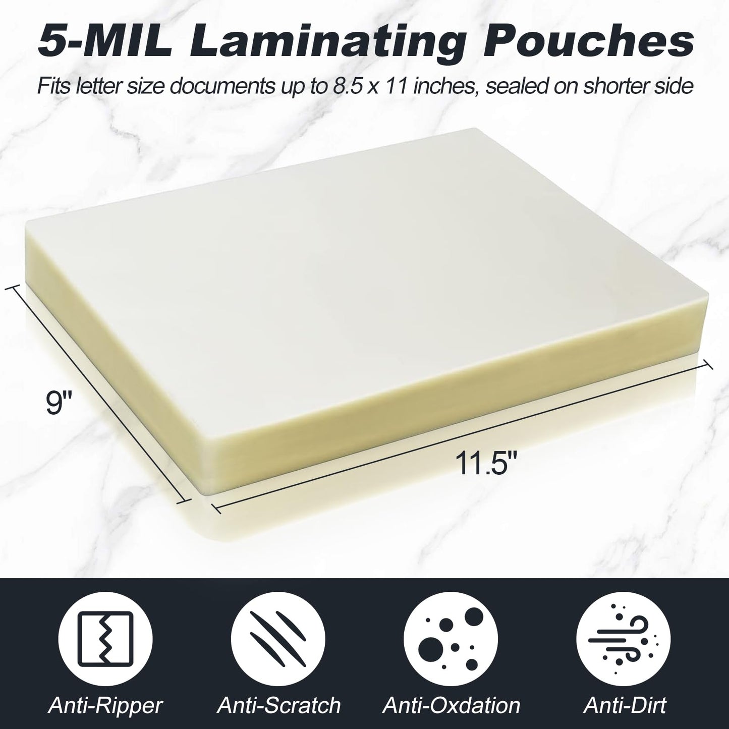 PAPRMA 5 Mil Laminating Sheets 300 Packs, Thermal Laminating Pouches Holds 8.5" x 11" Sheets, Clear Laminator Plastic Paper 9 x 11.5 Inches - Rounded Corner Letter Size
