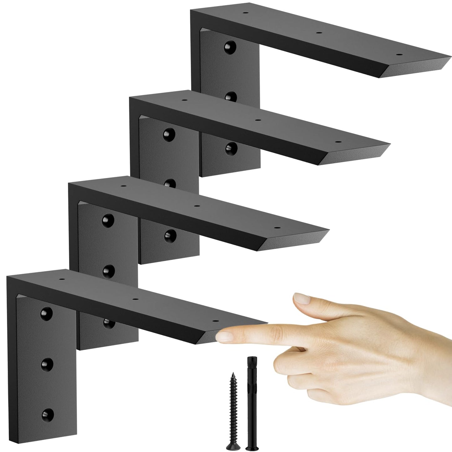 Countertop Support Bracket 12 inch 4 Pack (3/8" Thick),Premium Heavy Duty Granite Countertop Brackets 12"x6"x2.5",Shelf L Bracket Mantel Corbels for Quartz,Wood,Concrete and Laminate Countertops