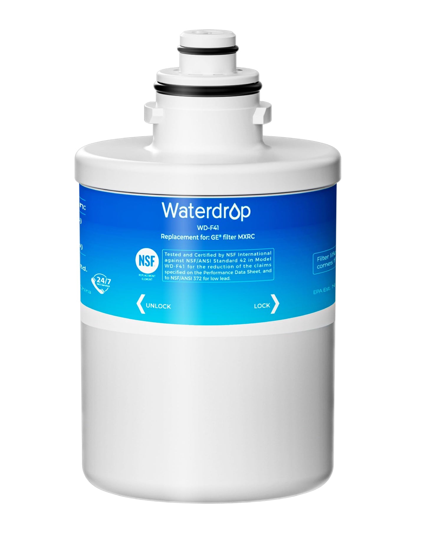 Waterdrop MXRC Replacement for GE® MXRC, FXRC, FXRT, HXRC, 9905, 46-9905 & 1E1013 Refrigerator Water Filter, 1 Pack