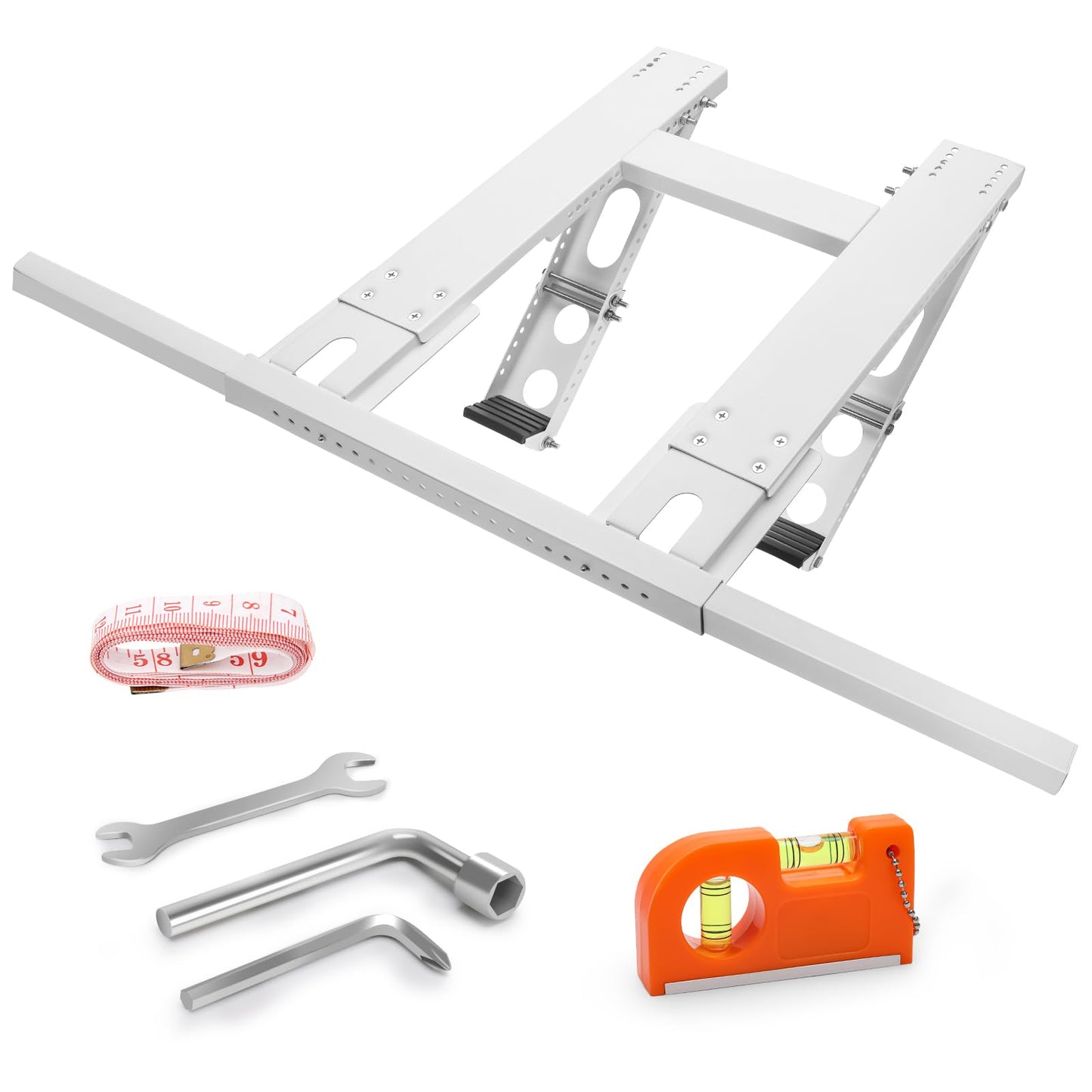 Luxiv No Drill Air Conditioner Support Bracket, Heavy Duty Adjustable Support for 5000-24000 BTU Units, Double Pole Design Fits Single or Double Hung Windows (Regular)