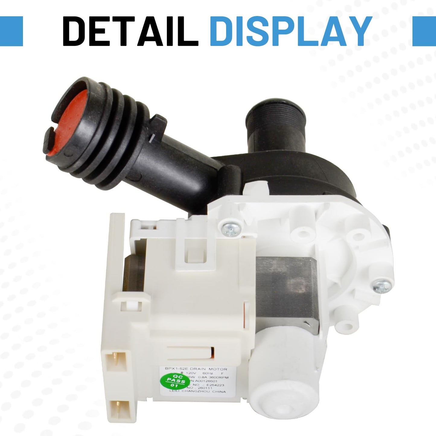 A00126501 Dishwasher Drain Pump Compatible with Frigidaire Kenmore Crosley White-Westinghouse Tappan Replace 154474101 154640201 3019314 AP5690432 EAP8689825 PS8689825