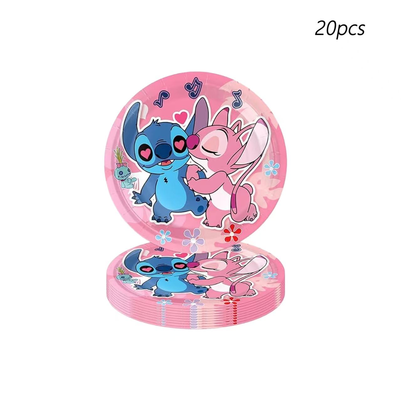 88Pcs pink Stitch Party supplies, including banners, plates, paper cups, tissues, pendant decorations, perfect for Stitch themed birthdays! Featuring cute pink stitching print
