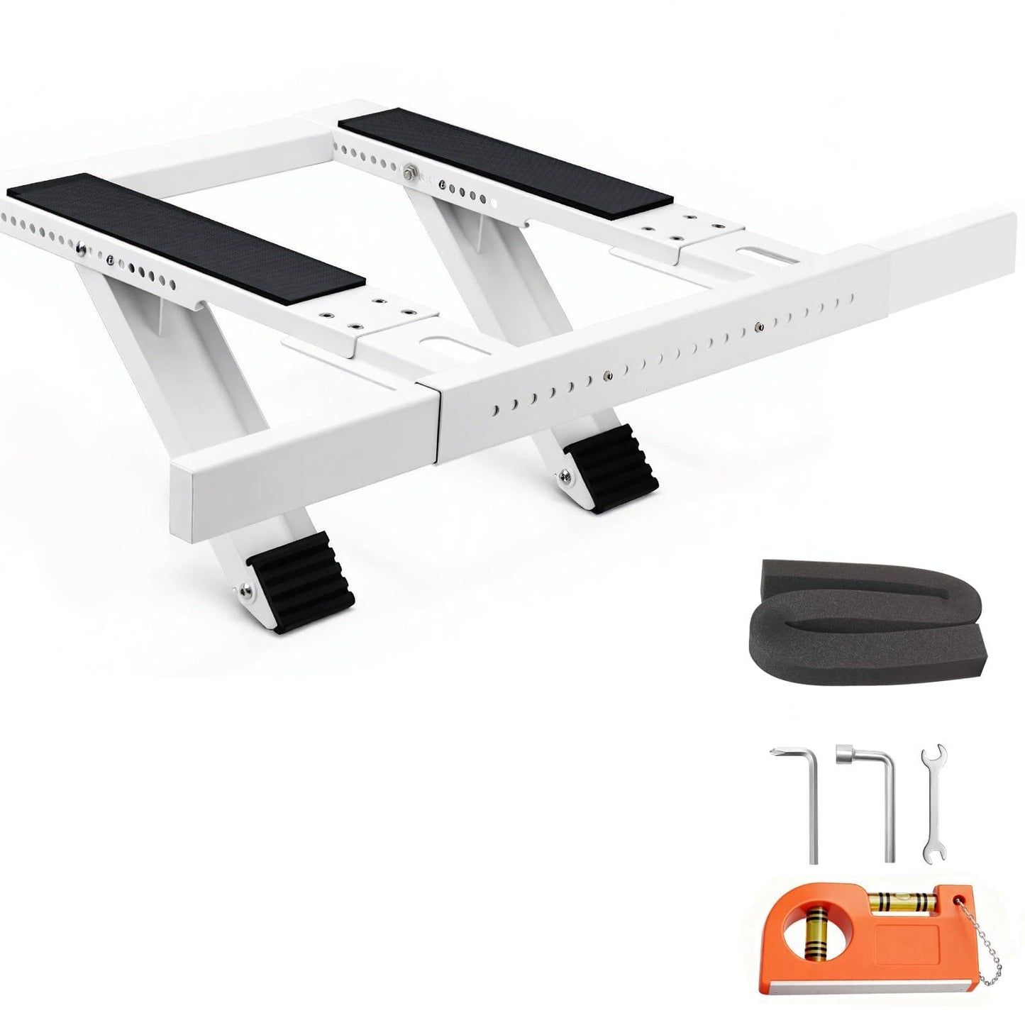 Window AC Support Bracket, No-Drill No-Tool Air Conditioner Support Bracket Adjustable Wall Mount, Heavy Duty Steel Holds Up to 300lbs, Fits Single Or Double Hung Windows, White
