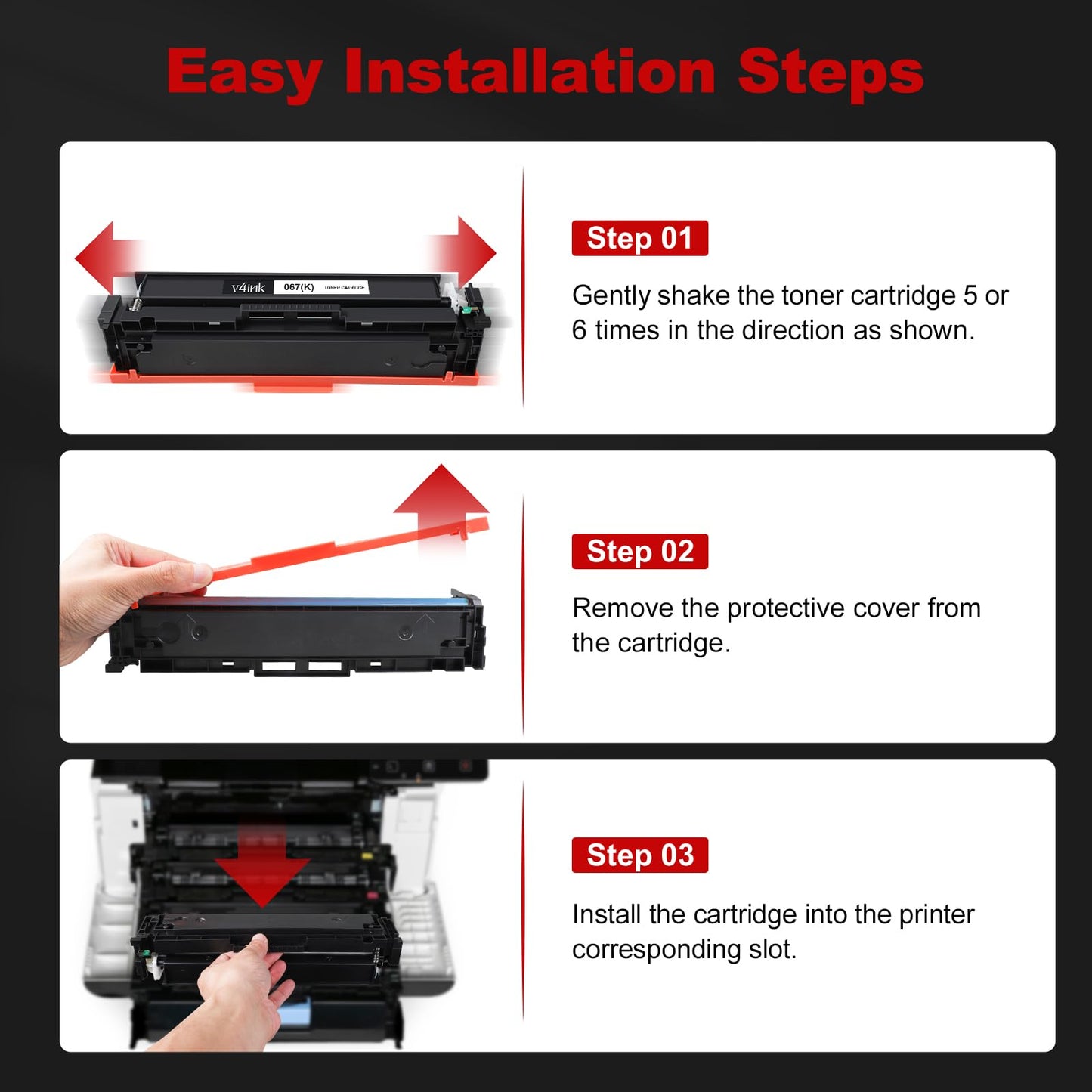 067 Toner Cartridge Set 4 Pack Compatible Replacement for Canon 067 Toner Cartridge Set for use with Canon Color imageCLASS MF650 LBP630 Series LBP632Cdw MF654Cdw MF653Cdw MF656Cdw MF652Cw Printer