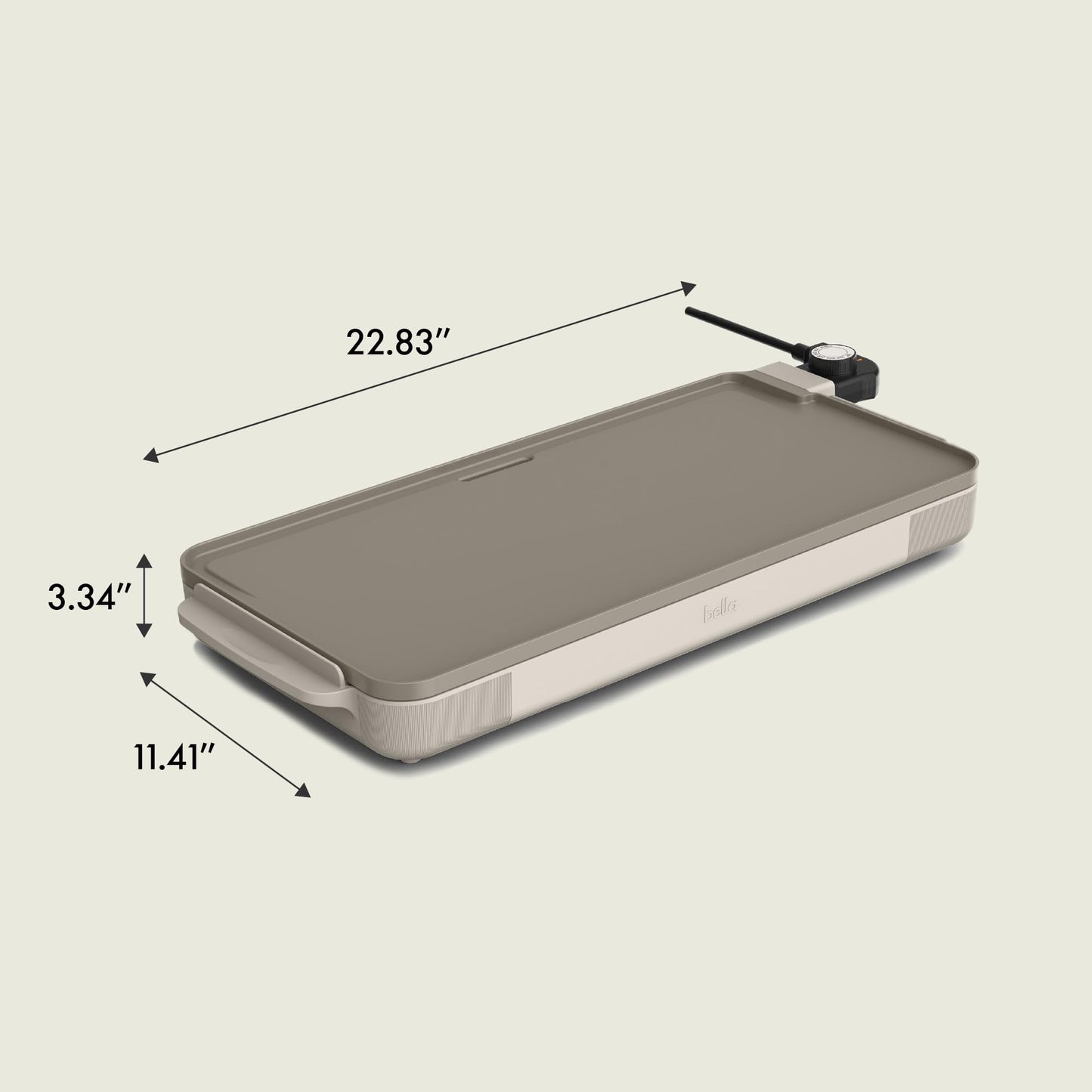 bella 10" x 20" Electric Griddle with EverGood™ Ceramic Nonstick Coating, Removable Temperature Probe, Dishwasher-Safe Drip Tray & Cool Touch Handles, Cook up to 10 Eggs, 1500 Watt, Oatmilk