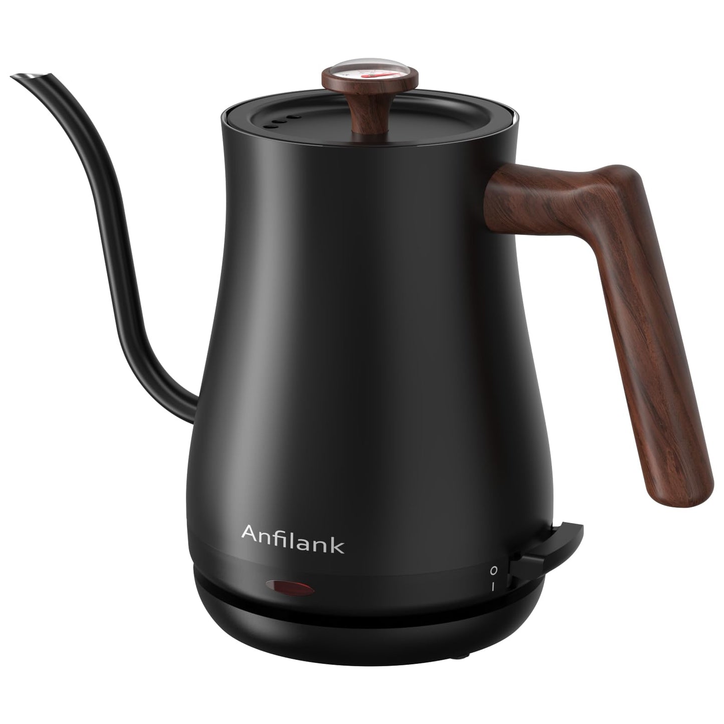 Anfilank Gooseneck Electric Kettle with Thermometer, 0.8L Small Electric Tea Kettle, 1200W Fast Heat, Precision Pour for Coffee & Tea, Auto Shut Off & Dry Boil Protection, Stainless Steel