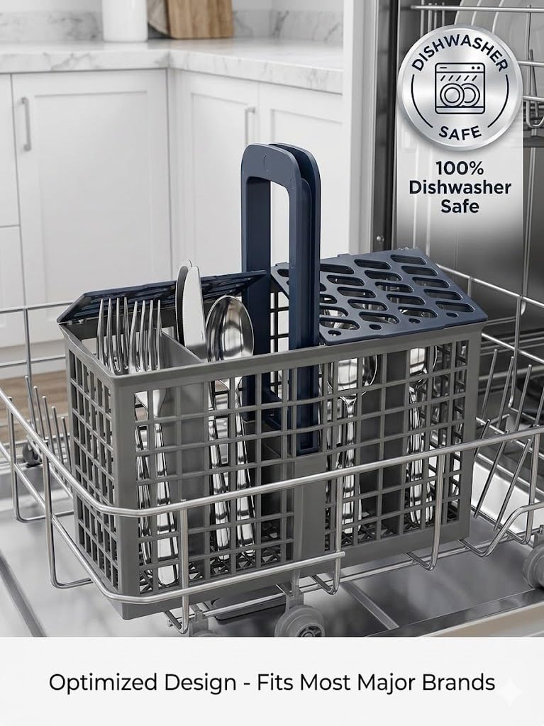 yisijiu 2026 Upgraded Dishwasher Cutlery Basket Compatiable For Samsung DD82-01112A / ‎DD94-01013A / DD97-00250A Silverware Basket for Most Dishwasher Like Samsung GE Whirpool Bosch（9 x 3 x 10.3 Inch