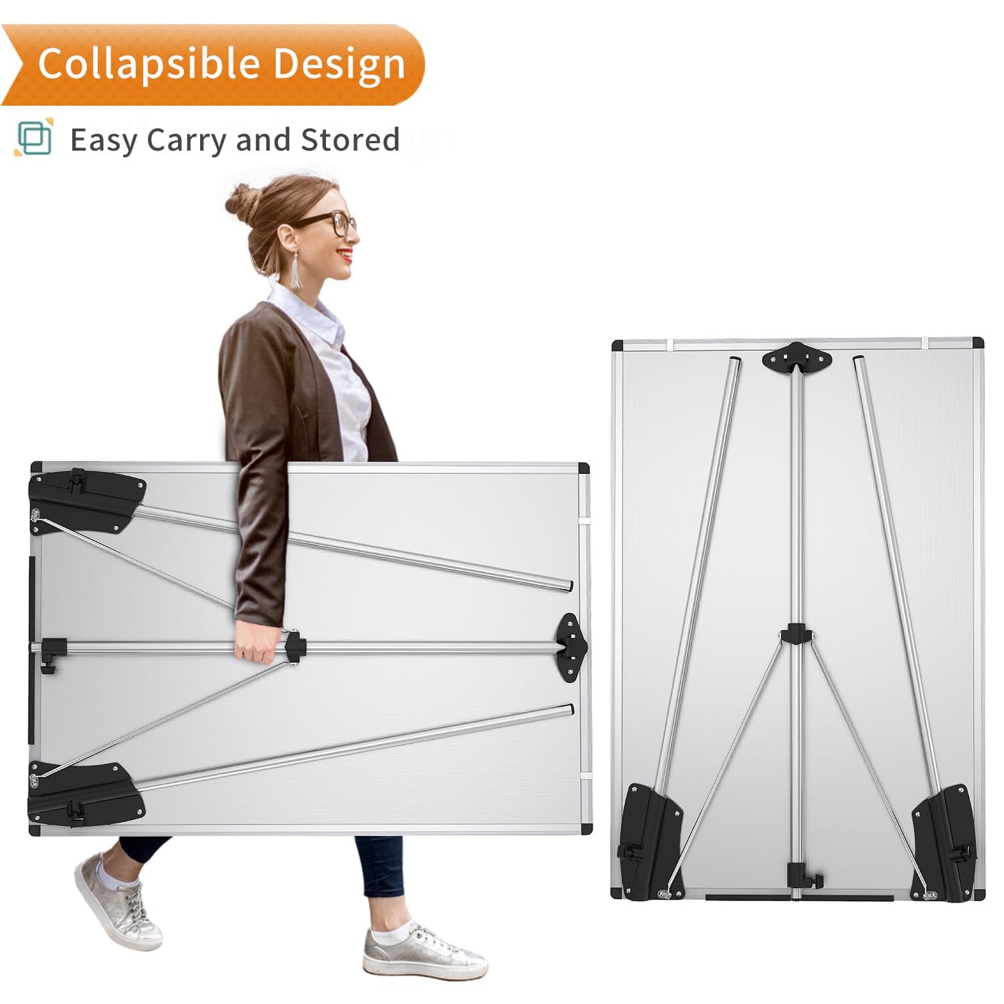 VIZ-PRO Magnetic Portable Easel Dry Erase Board, Flipchart Easel Stand Tripod Whiteboard, 24"W x 36"L