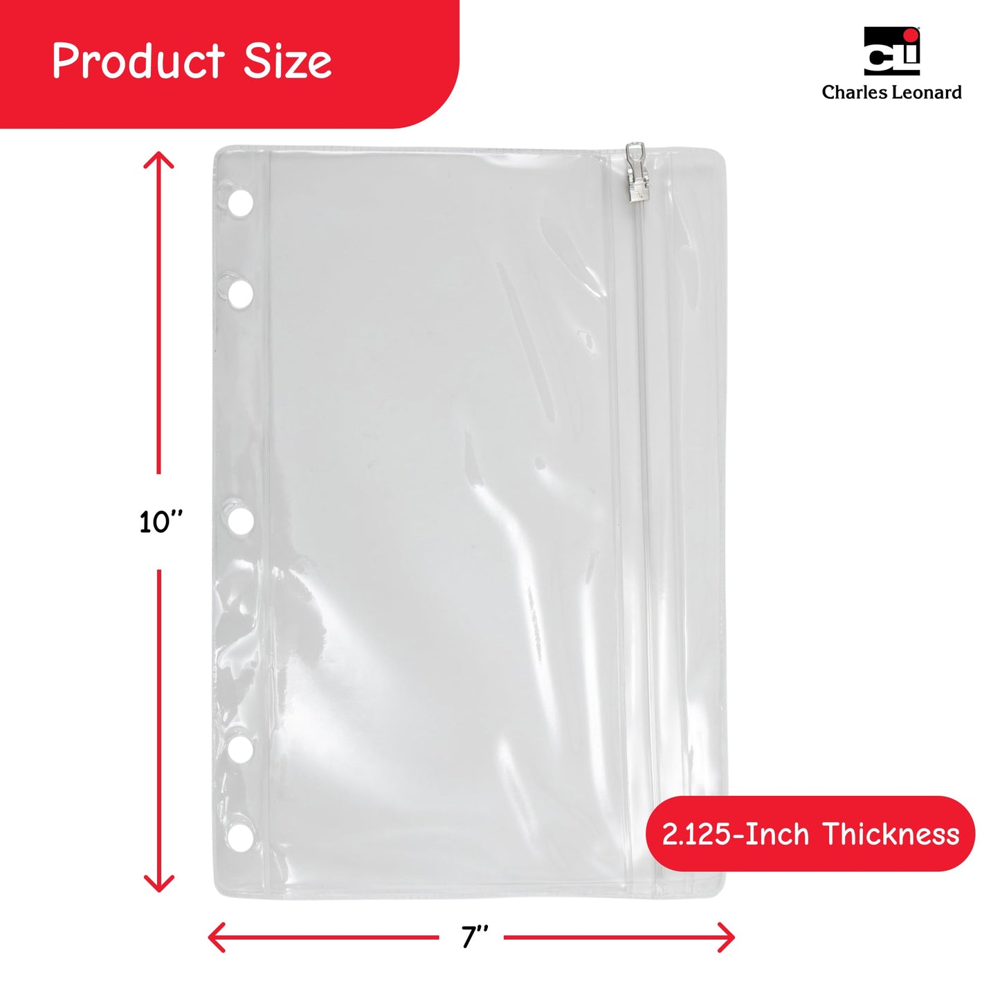 Charles Leonard Pencil Pouch for Binder, 1 Pocket with Zipper Closure, Clear Vinyl, 24-Pack (76380-ST)
