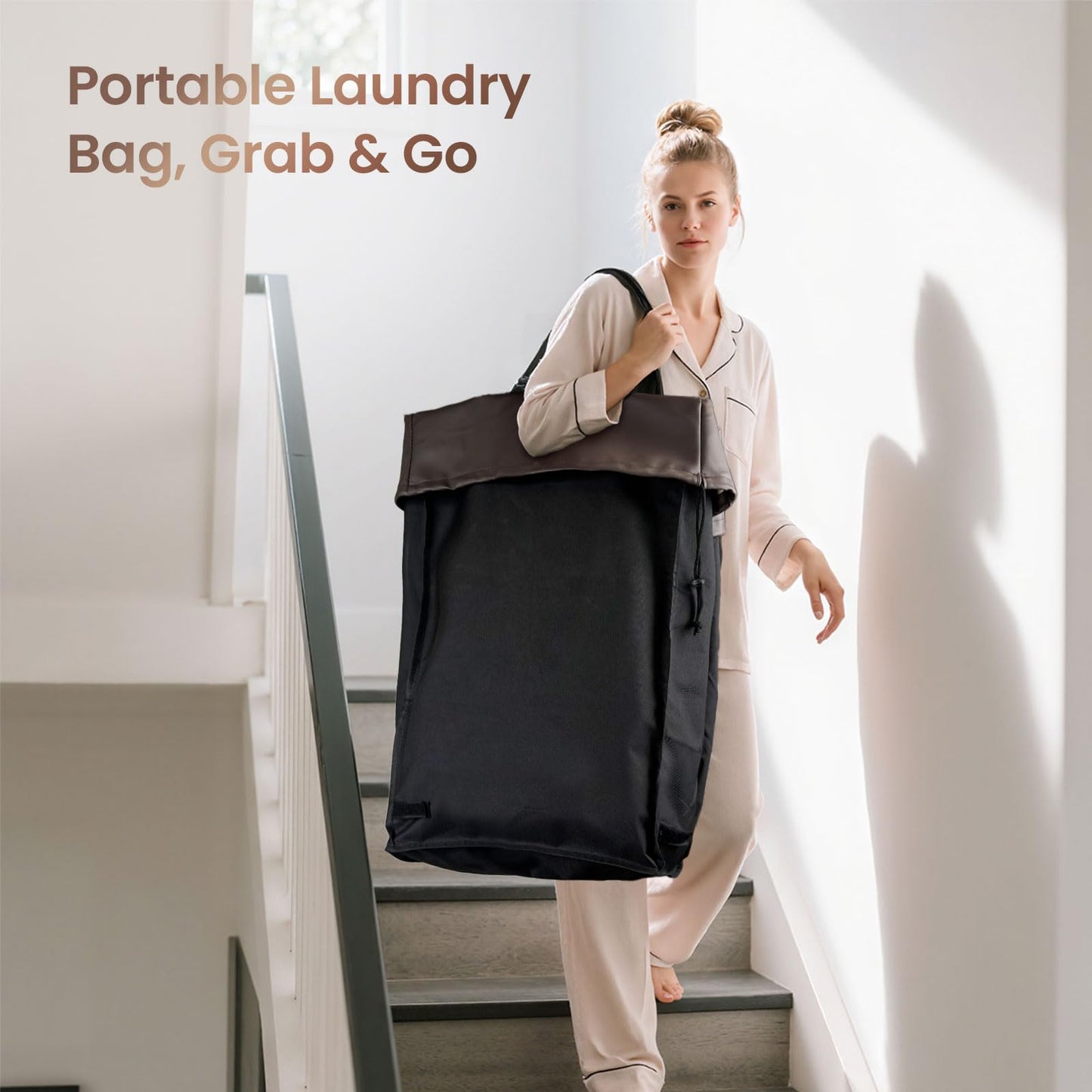 160L Laundry Hamper with Wheels and Handle, 2-Section Rolling Hamper for Laundry, Large Laundry Basket with Wheels, Rolling Laundry Basket Clothes Hamper for Home, Bathroom and Dorm(Black)