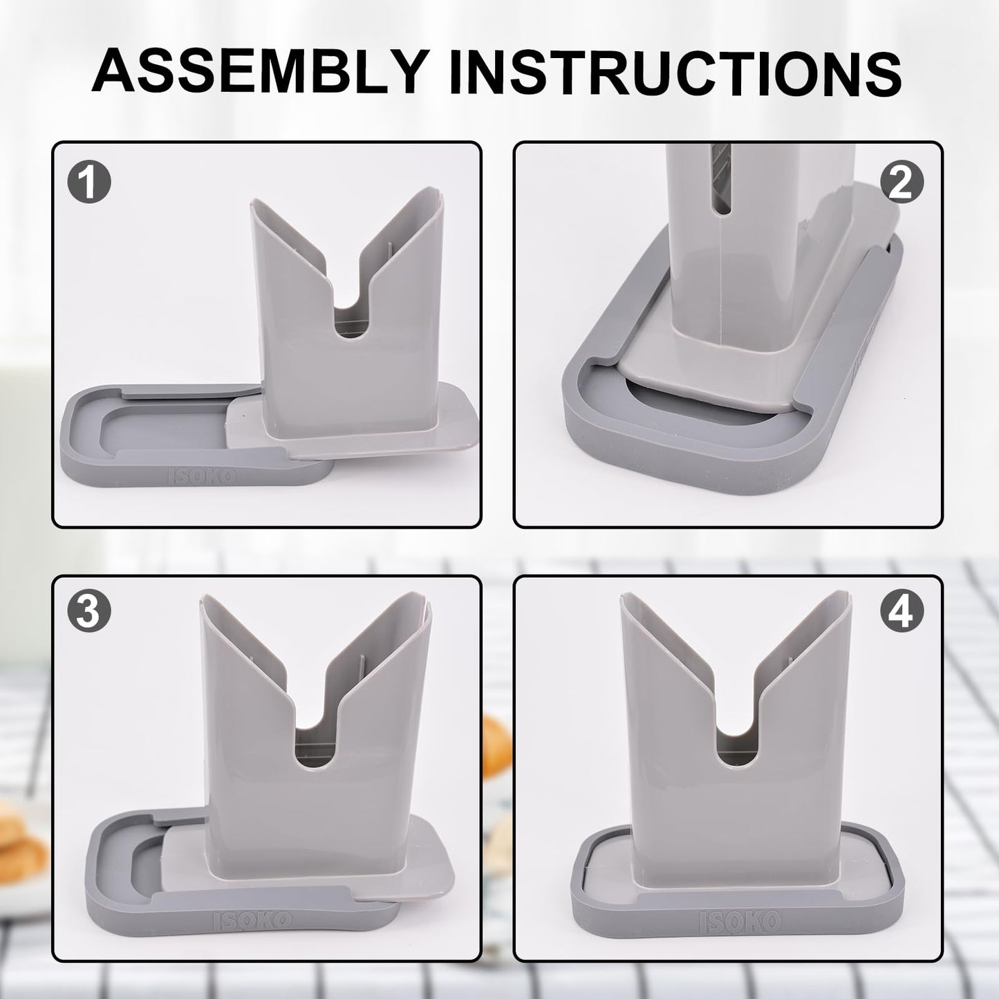 ISOKO Bagel Slicer - Premium Stainless Steel Bagel cutter, with Smooth Guillotine and Non-Slip Silicone Base for Perfect Slices Every Time for the better bagel experience. Gray