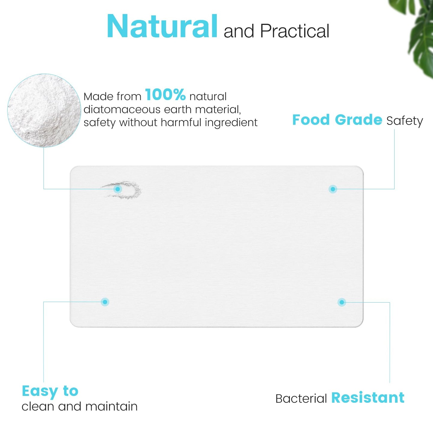 Yinoos Large Diatomite Stone Bath Mat, Premium Non-Slip Natural Diatomaceous Earth Bathtub Quick Drying Mats for Bathroom Floor (30" x 17" White)