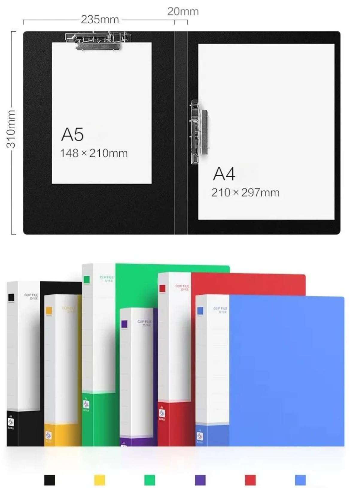 8 Pack A4 Double Strong Clips File Folder Report Cover, Punchless Binder, Clamp Binder Without Rings Office Project Folder,Documents File Folder, for Letter Size or A4 Size, 200 Sheet Capacity