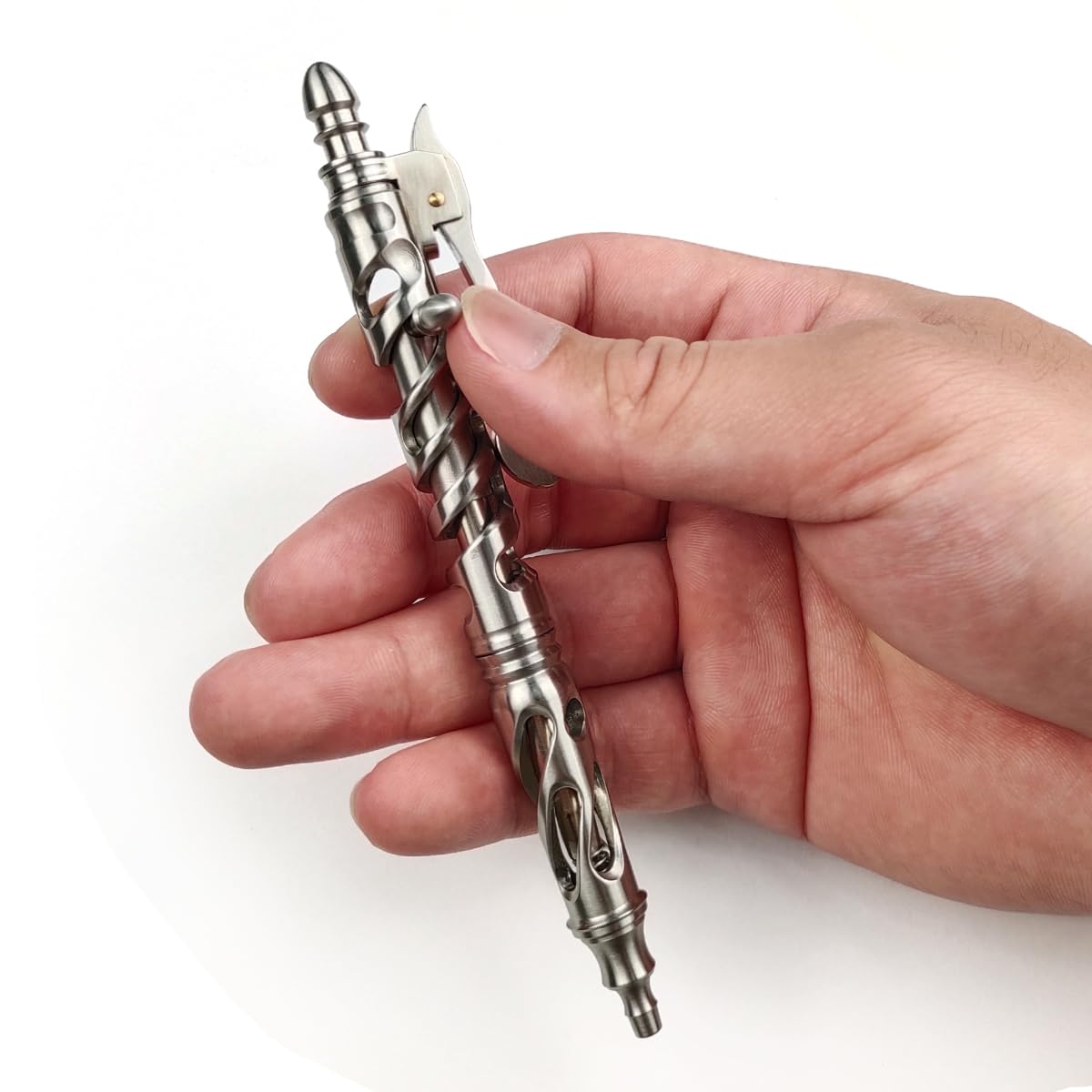 Dr. Metalleung Heavy Duty Stainless Steel Bolt Action Pen - Retractable EDC Pen with Keychain, Refillable Ink, Smooth Writing for Office & Gifts