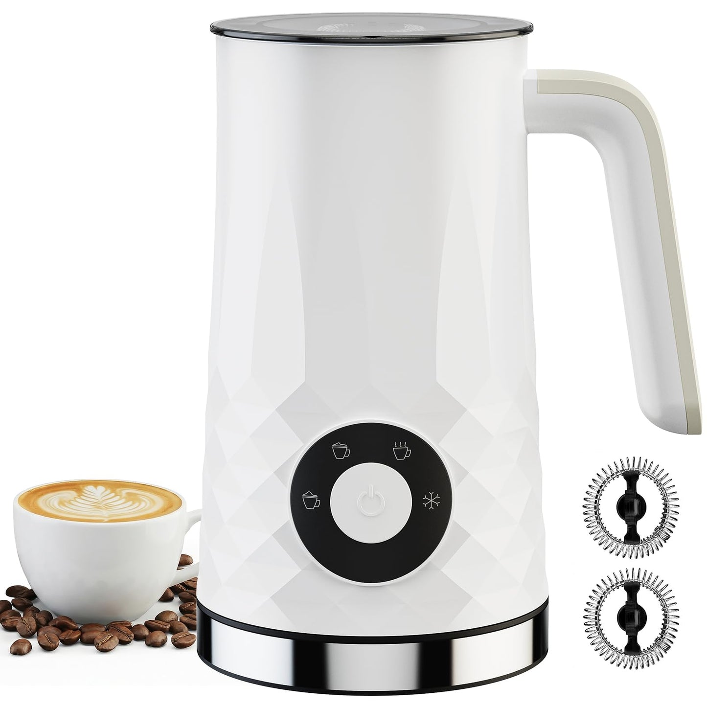 Milk Frother and Steamer, 4 in 1 Electric Milk Frother, 11.8oz Automatic Hot and Cold Foam Maker and Milk Warmer for Latte, Cappuccino, Hot Chocolate, Dishwasher Safe