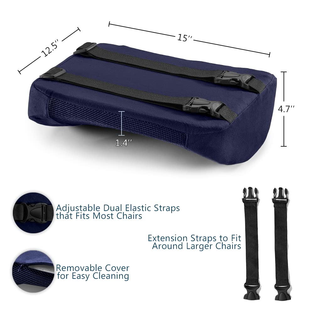 ComfiLife Lumbar Support Back Pillow Office Chair and Car Seat Cushion - Memory Foam with Adjustable Strap and Breathable 3D Mesh (Navy)